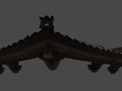 Modular Japanese Shrine Roof Low-poly 3D model