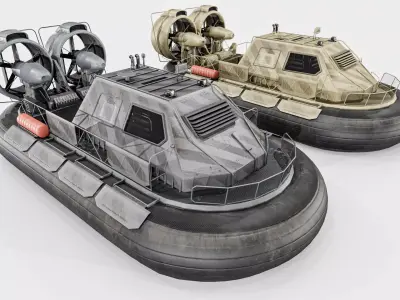 Militery Hovercraft Low-poly 3D model