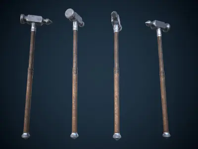 Medieval Viking Weapons and Shields Set Low-poly 3D model