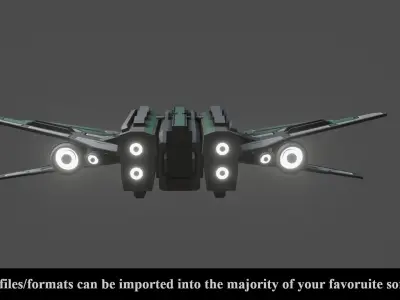 Sci-Fi  Fighter Ship -  Low Poly - Game ready - PBR Low-poly 3D model