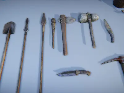 Medieval survivalist forge Low-poly 3D model