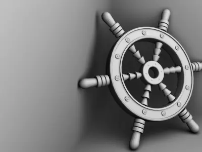 Ship Steering Modeling Low-poly 3D model