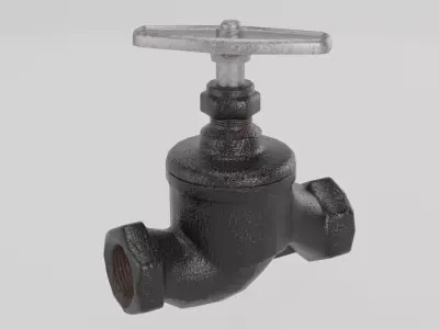 Cast iron valve Low-poly 3D model