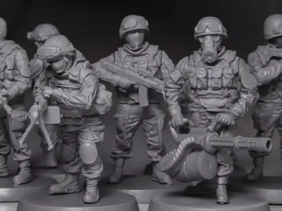 Soldier squad 28 mm scale 3D print model