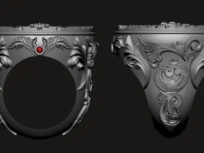 Mayan Calendar Gents Signet Ring 3D print model