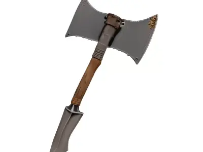 Fantasy Double Axe Spear Weapon 3D model