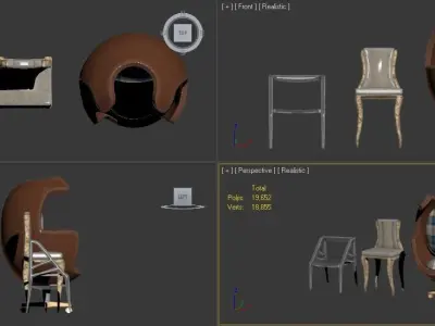 Furniture Set 2 egg shaped chair Free low-poly 3D model