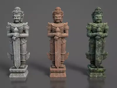 Ancient Khmer Statue 01-250522 Low-poly 3D model