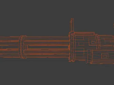 Animated Minigun Low-Poly GAMEREADY Low-poly 3D model