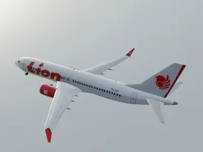 Lion Air Boeing 737 max 8 3D model with cockpit Low-poly 3D model