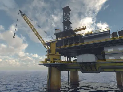 Oil rig textured 3D model