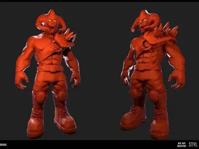 Ork High Poly demon with glowing eyes 3D model