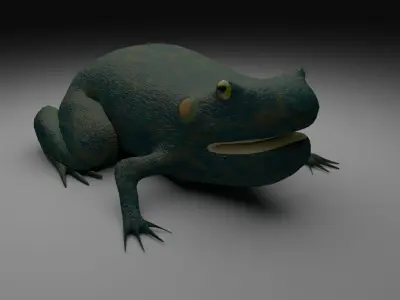 Smooth Blue Frog - Cartoon Style Free low-poly 3D model