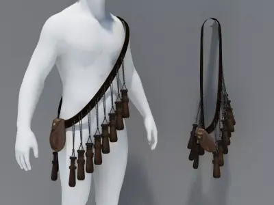 Historic 16th century bandolier Low-poly 3D model