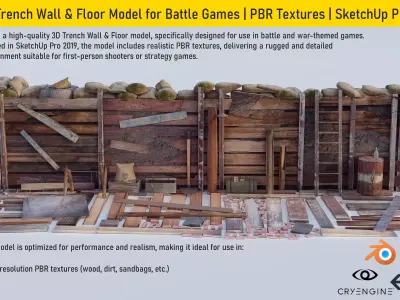 Military Trench Low-poly 3D model