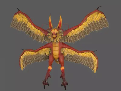 Yellow Bat Low-poly 3D model