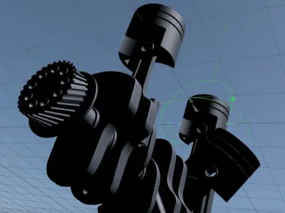 Piston Connecting Rod and Crankshaft Low-poly 3D model