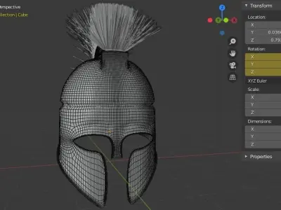Medieval Golden Spartan Helmet Low-poly 3D model