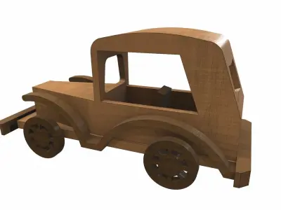 Wooden car toy retro 5 Free 3D model