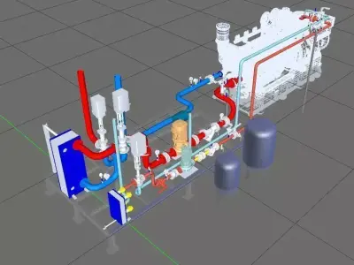 Tank pipe assembly 3D model