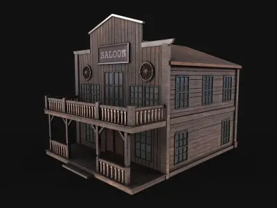 Western Saloon Low-poly 3D model