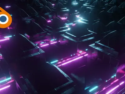 FREE Geometry node Blender 3D neon animation scene Free 3D model