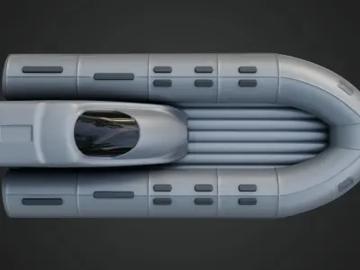 Civilian Inflatable Dinghy Silver Color 3D model