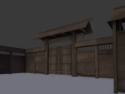 Modular Japanese Fence Low-poly 3D model
