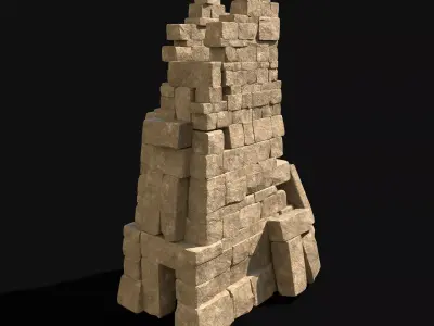  ARABIC DESERT COLUMN RUINS PILE PEDESTAL EGYPTIAN SAND STONE Low-poly 3D model