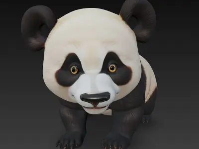 Panda Bear Realistic 3D Model - Low Poly Realistic Low-poly 3D model