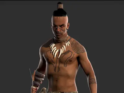 Aztec Warrior Low-poly 3D model