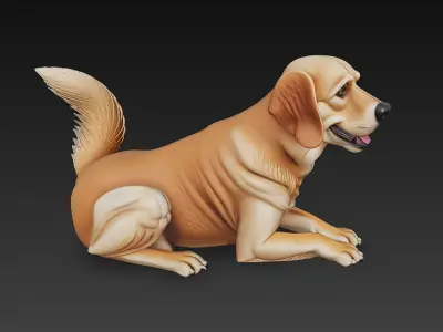 Golden Retriever Dog Realistic 3D Model - Low Poly Realistic Low-poly 3D model