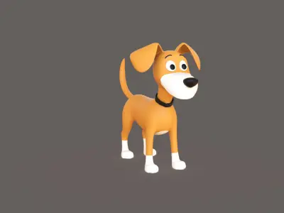 Stylized Cartoon Dog Cute  Low-poly 3D model