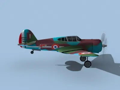 Curtiss H-75C Mohawk V11 France 3D model