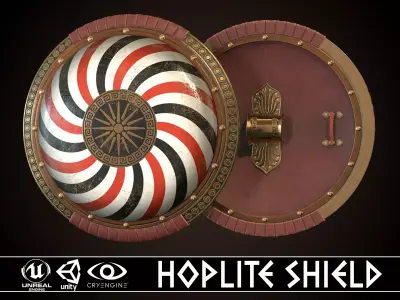 Hoplite Shield Makedonian Sun Low-poly 3D model