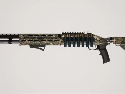 Shotgun 2 Low-poly 3D model