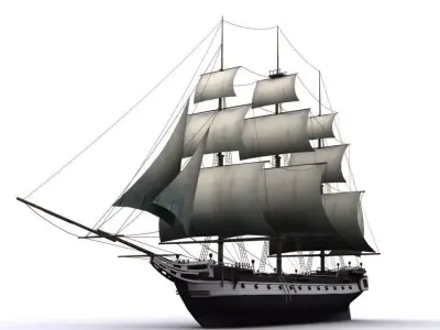 Warship corvette Low-poly 3D model