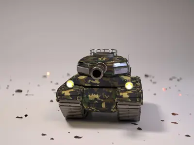 Cartoon Mini Tank Low Poly mini Military Vehicle 3D Model Low-poly 3D model