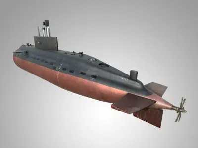 Submarine Shivalik Low-poly 3D model