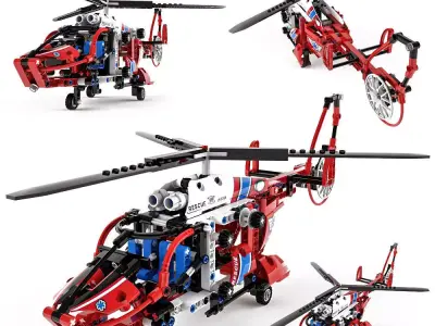 Lego Technic Rescue Helicopter 3D model