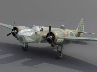 Bristol Blenheim MK IV Light bomber Low-poly 3D model