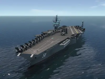USS AIRCRAFT CARRIER 3D MODEL WITH and WITHOUT AIRCRAFT 3D model