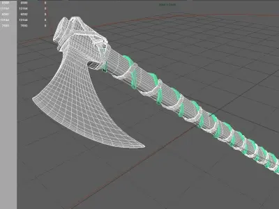 Lowpoly and Midpoly Viking Axe weapon for videogame or cinematic Low-poly 3D model