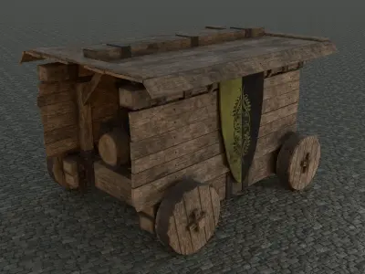 Medieval Battering Ram low-poly PBR Low-poly 3D model