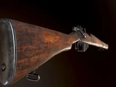 Lee Enfield WW2 Rifle PBR Low-poly 3D model