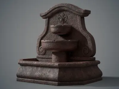 Arch wall fountain Low-poly 3D model