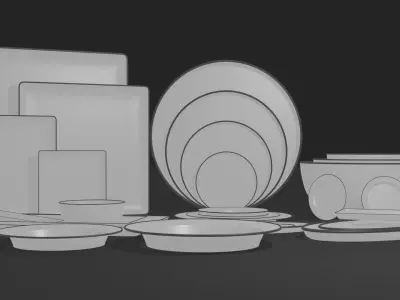 Kitchen pack plate and tray Free 3D model