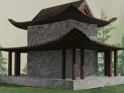 Chinese Ancient house Free low-poly 3D model