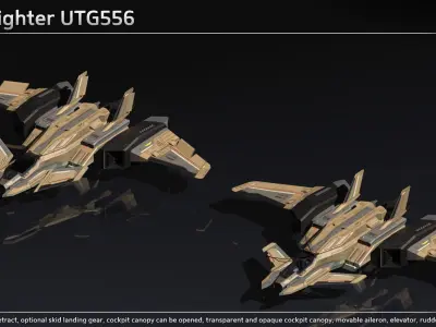 Scifi Fighter UTG556 Low-poly 3D model
