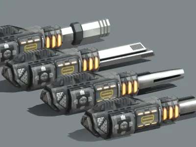 Railgun set Low-poly python futuristic weapon Low-poly 3D model